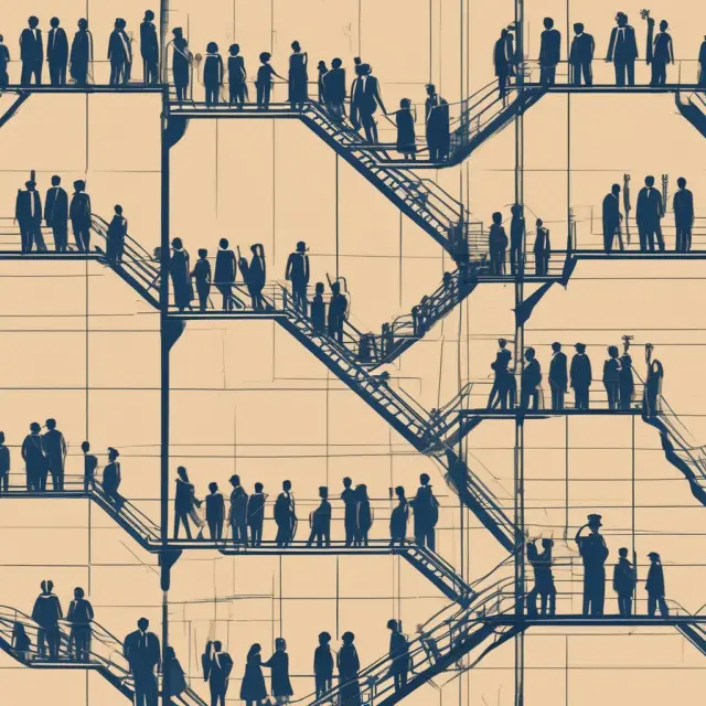Climbing corporate ladder illustrates vested benefits in tech, manufacturing, public sector, and financial services.