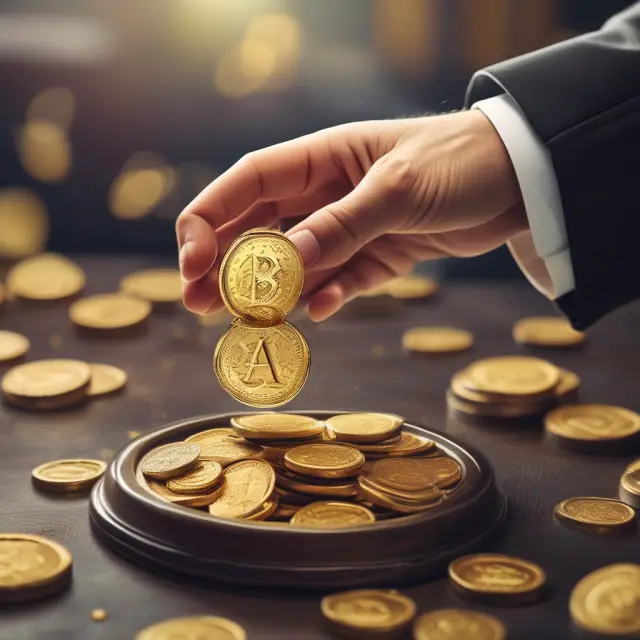 Clockwork hand releasing gold coins representing vested interests in retirement plans after a 5-year period