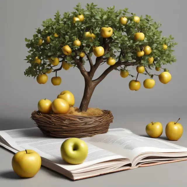 An image of a tree laden with golden apples, surrounded by financial papers representing vested interests in finance.