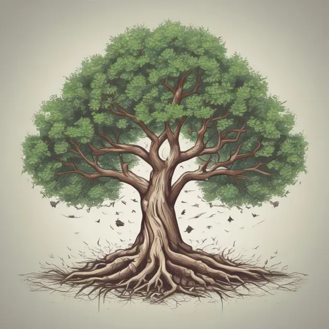 A growing tree with intertwined roots and branches represents the relationship between startups and employees through vesting schedules