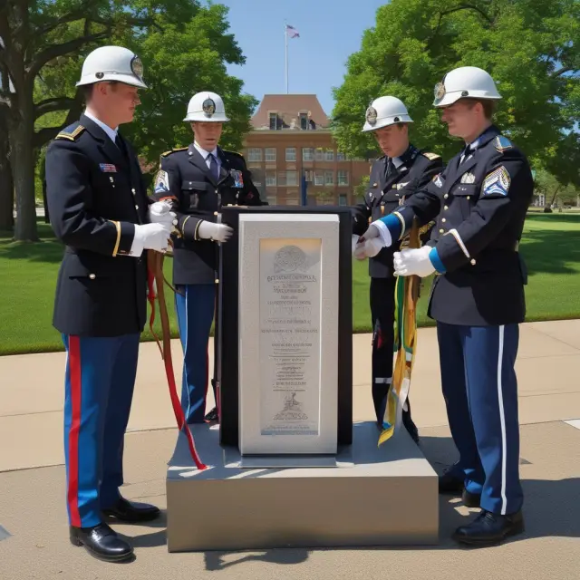 Soldiers standing guard over a time capsule encapsulating US military history and VA services