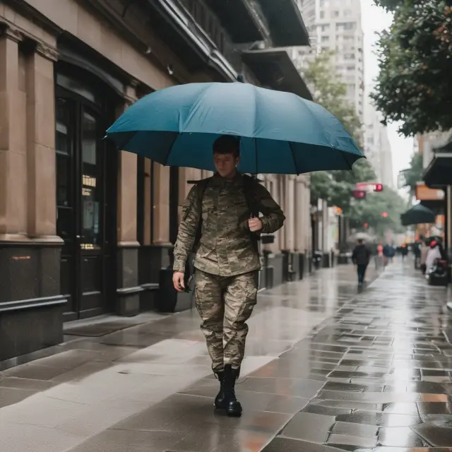 Man in uniform crossing military insignia thresholds, illustrating SGLI to VGLI transition