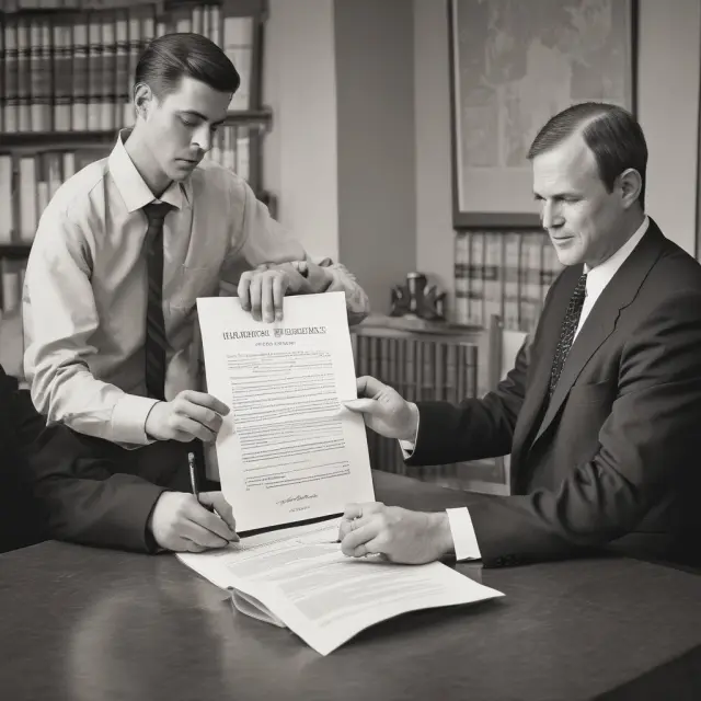 Viator hands contract to lawyer for review and protection during a viatical settlement transaction.
