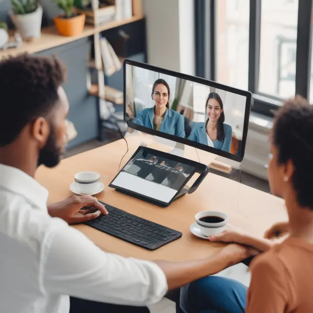 A stylized video call bridge unites individuals from different corners of the world for effective remote collaboration