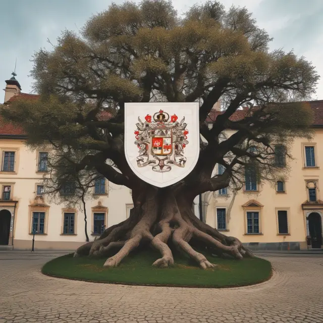 An ancient tree symbolizing the Vienna Stock Exchange, growing stronger with Austrian roots and bridges to Central Eastern Europe