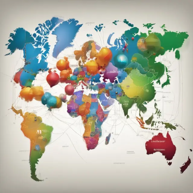 A globe with three overlapping spheres representing global, international, and emerging markets, illustrating investment diversity.