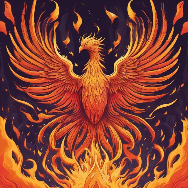 Image of a mythical phoenix emerging from viral flames, representing the transformation and monetization potential of popular content