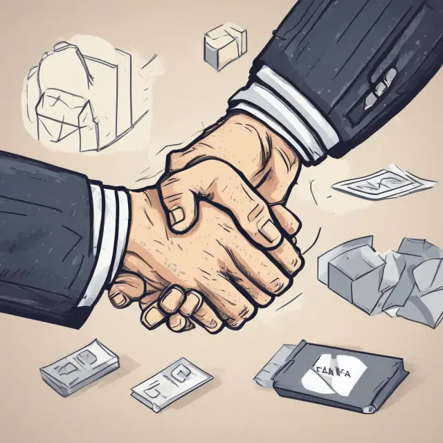 Hands shaking over a digital document - creating a balanced virtual assistant agreement
