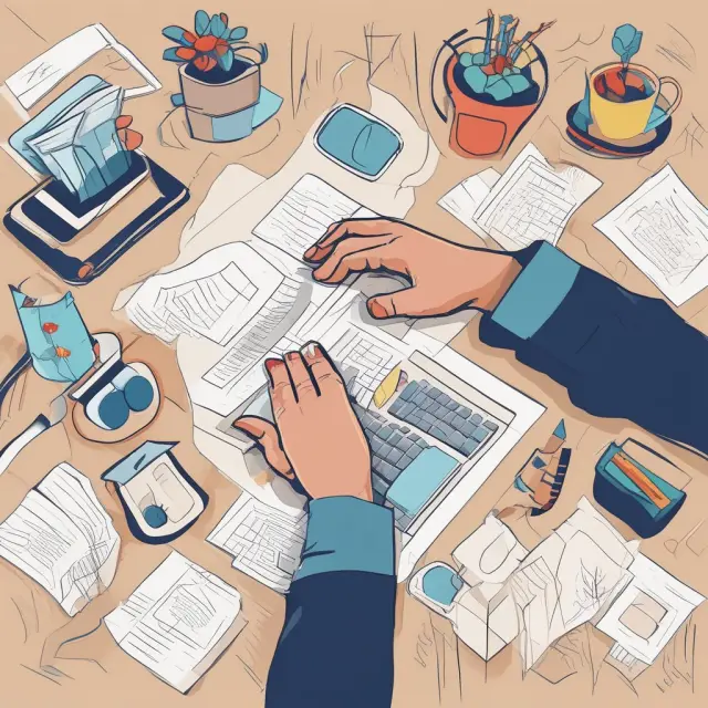 A virtual assistant, depicted as a sturdy bridge, connecting an overwhelmed business owner to increased productivity