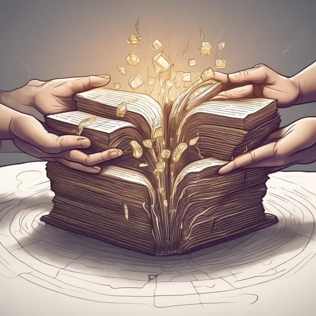 Open hands exchange tokens on a bridge connecting two blockchains, representing open virtual currencies and their interchangeability