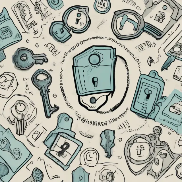 A digital fortress protecting sensitive business information, with keys labeled 