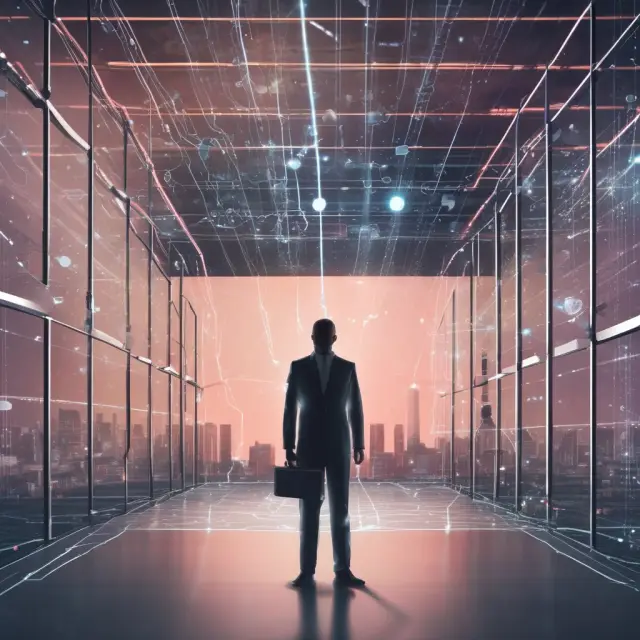 A virtual data room depicted as a sturdy, elegant bridge connecting two businesses in the form of islands, representing successful transactions facilitated by secure document sharing.