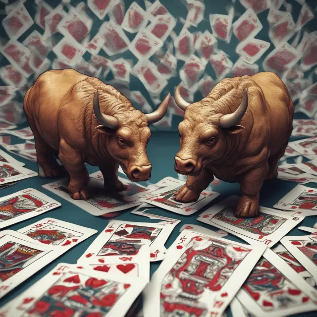 Two mythical animals playing cards depicting the value of virtual goods as intangible investments in a bustling digital economy