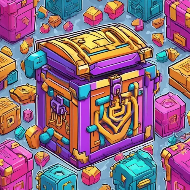 Blockchain technology securing various colored virtual goods tokens in a chest