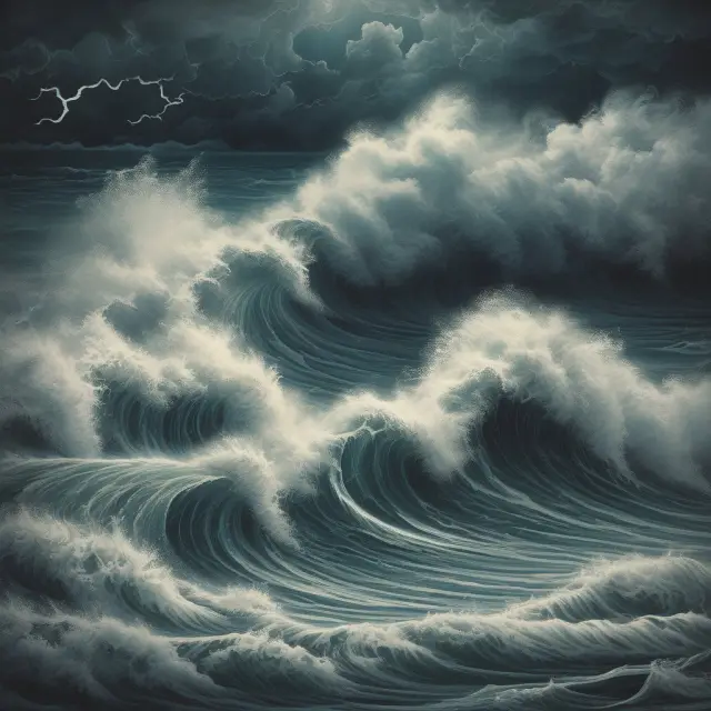 An image of a stormy sea with question marks and contracts scrolling through it, symbolizing FAQs about vis major in contractual obligations