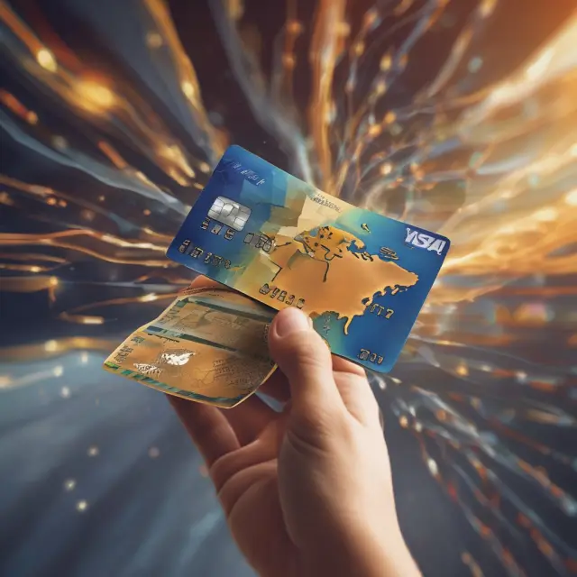 Visa credit card with a globe, symbolizing global transactions, and a passport, representing access to diverse rewards