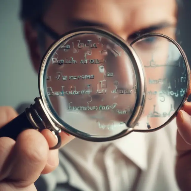 An optician using a magnifying glass to examine the complexities and nuances of various vision care insurance policies