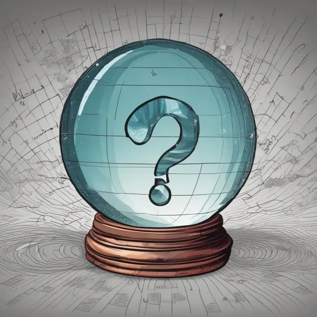 Crystal ball showcasing S&P 500 stock graphs and a question mark, symbolizing FAQs on VIX volatility and investor inquiries.