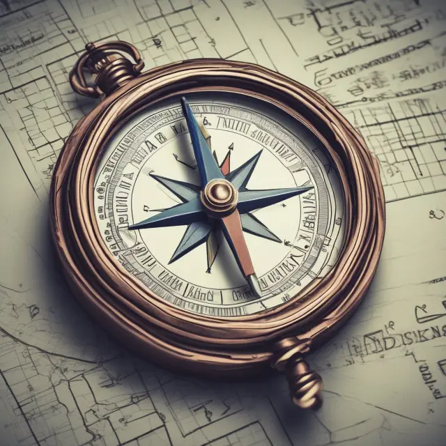 Investor using VIX as a compass to navigate market volatility, with the VIX index depicted as a compass needle
