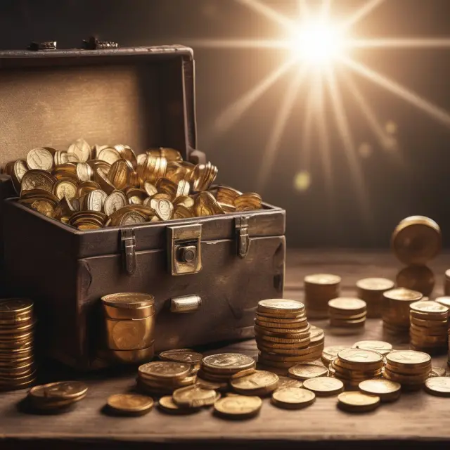 Image of an electrician working with a golden toolbox and a salary graph rising towards the sun