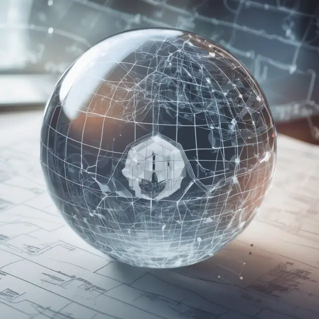 Crystal ball with VoIP symbols and financial graphs depicting modern communication in finance