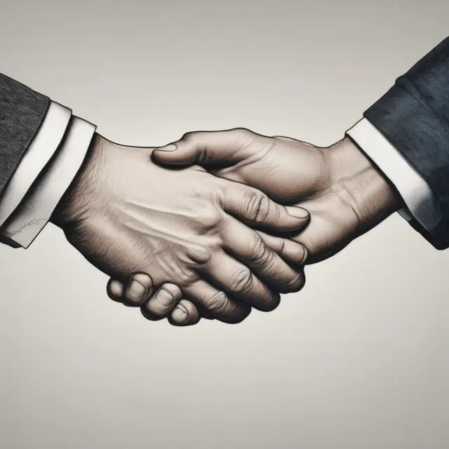 A person revealing a voidable contract issue, followed by the other party agreeing to ratify the deal and shake hands.