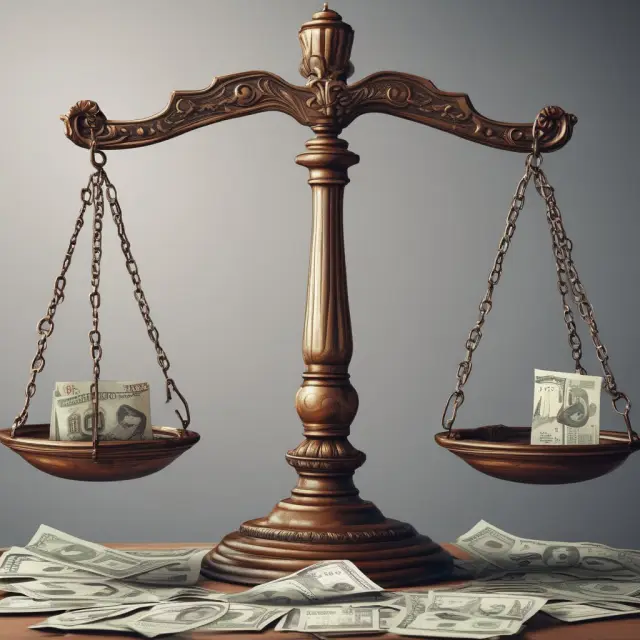 A balanced scale with options on one side and currencies on the other, symbolizing the complex volatility arbitrage strategy.