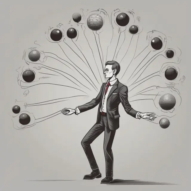 A juggler skillfully balancing multiple, unpredictable volatility ratio balls