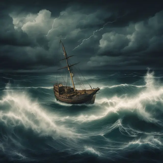 Institutional investor braving market volatility, using hedging, asset allocation, and risk management techniques to navigate a stormy sea