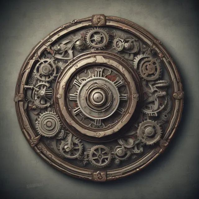 A shield made of interconnected gears turning, symbolizing institutional risk management using volatility swaps