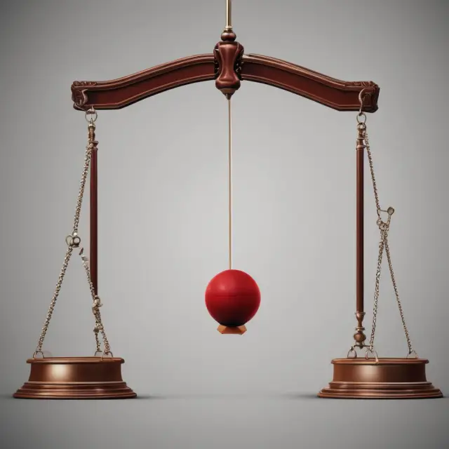 A pendulum representing the Volcker Rule swinging between critics and defenders within the finance community