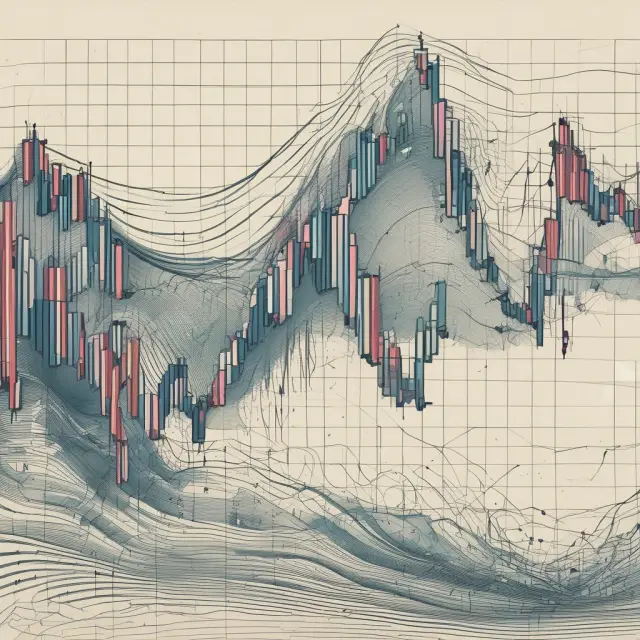 A turbulent sea of volume bars interacts with a price chart, emphasizing the need for nuanced trading decisions