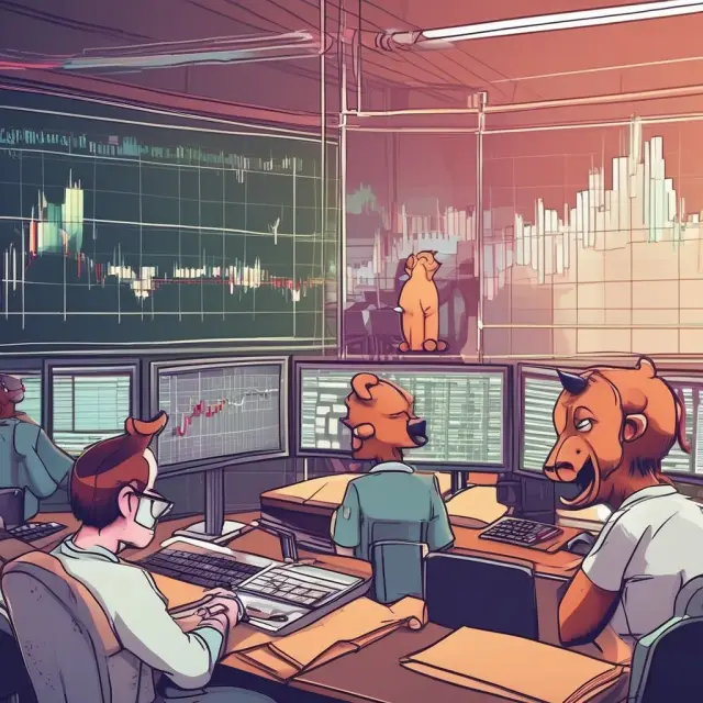 Bull and bear figures engage in a trading room setting, answering common volume analysis questions