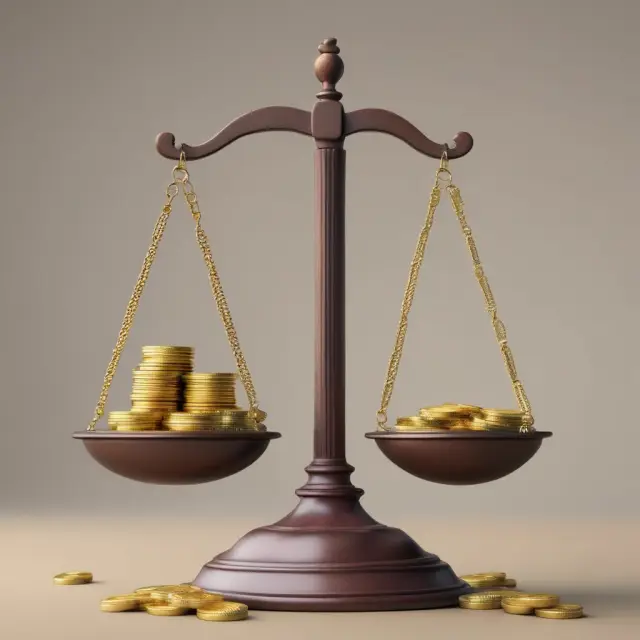 Gold scales balancing with coins symbolizing savings from retail volume discounts