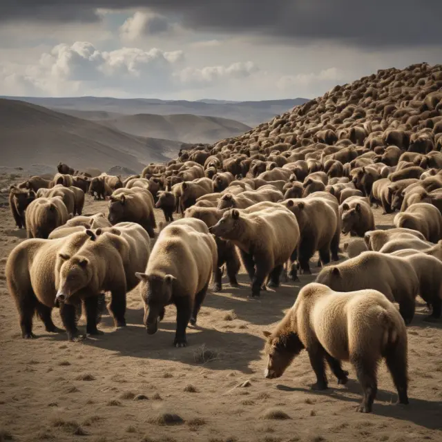 Two mythical creatures, Bull (advantages) and Bear (limitations), weighing the pros and cons of bulk purchasing