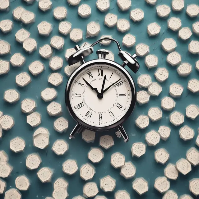 A clock with ticking seconds representing tick volume amidst a dynamic, swirling landscape of data points