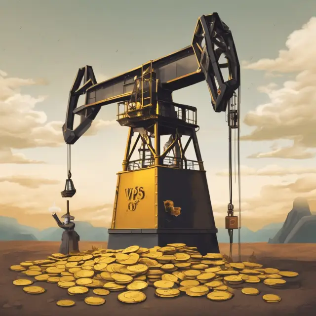 Oil derrick producing golden coins representing future production volumes and secure financing
