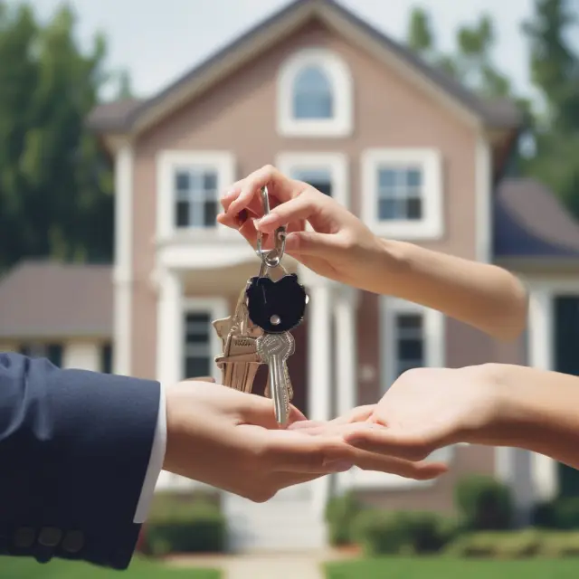 Borrower surrendering home keys to lender during voluntary foreclosure process