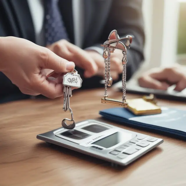 Homeowner surrenders property to lender; Credit rating consequence visualized as scales tipping.