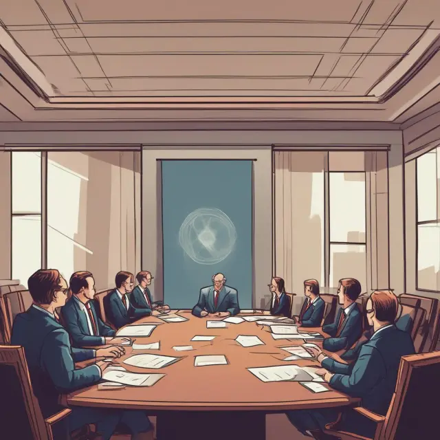 Board members overseeing the dispersion of company assets during a voluntary liquidation process.