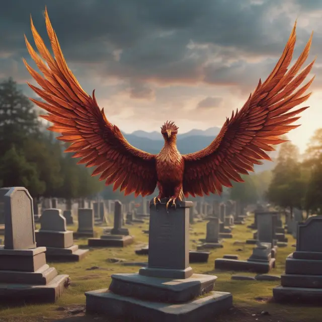 Image of a Phoenix emerging from a cemetery of business structures, symbolizing the fresh start offered by voluntary liquidations