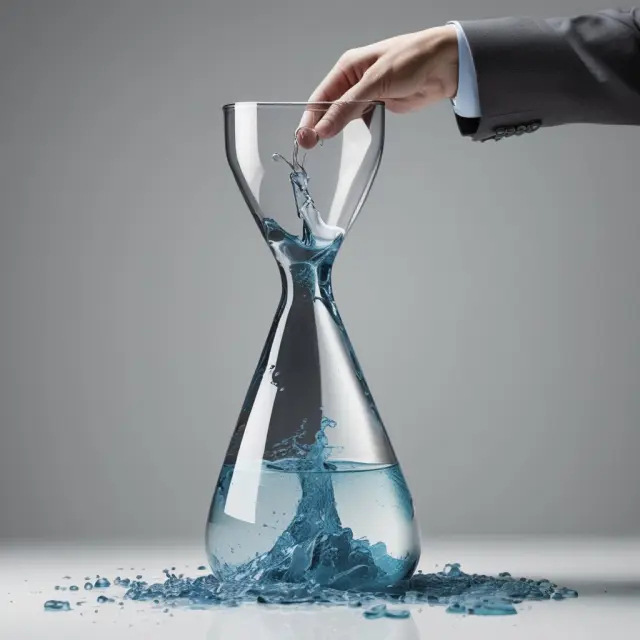 A liquidator pours water into an hourglass, symbolizing the transformation of U.S. companies during a voluntary liquidation process