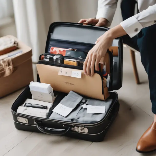 Employee preparing for voluntary termination, packing belongings with company logo items