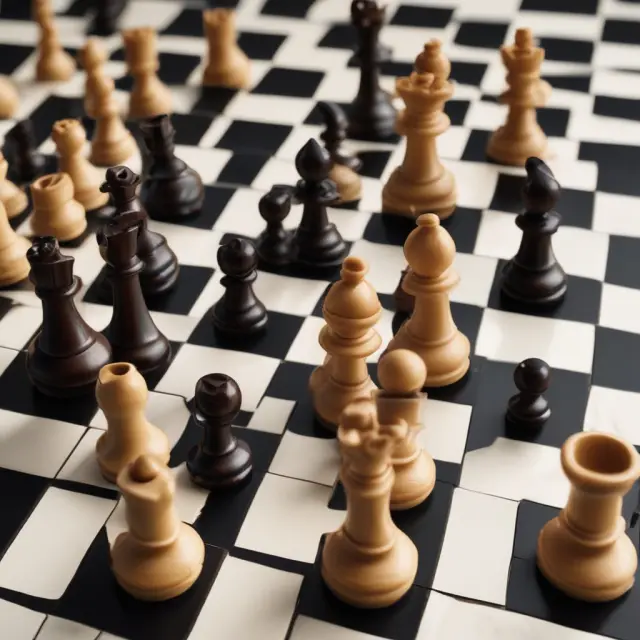 A chessboard represents global trade with an exporting country voluntarily restricting exports as a VER, guarding the importing country