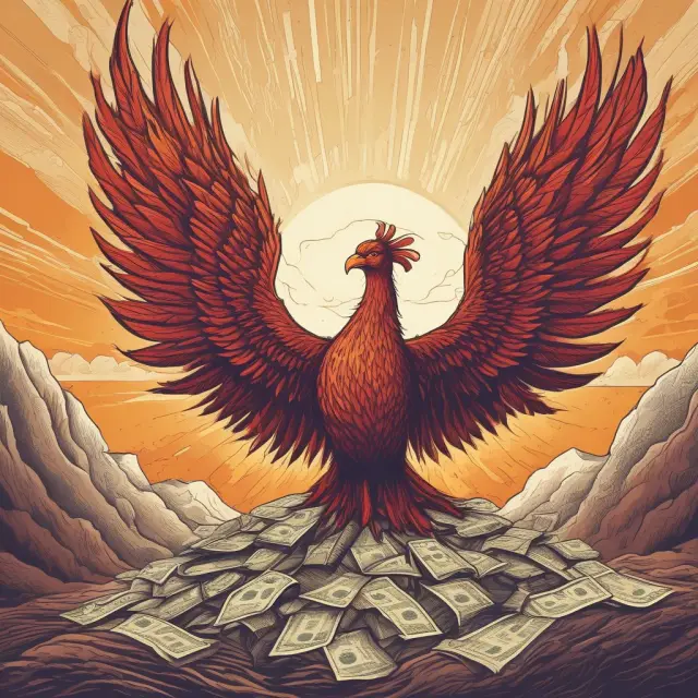 Image depicts the mythical phoenix arising gracefully from a pile of tax returns, emphasizing voluntary compliance