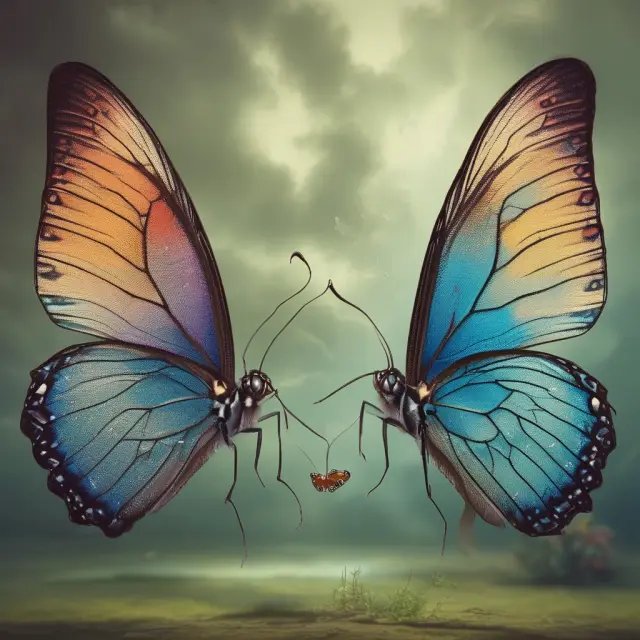 Butterflies symbolizing option sensitivity: Vega (wingspan) and Vomma (rate of change).