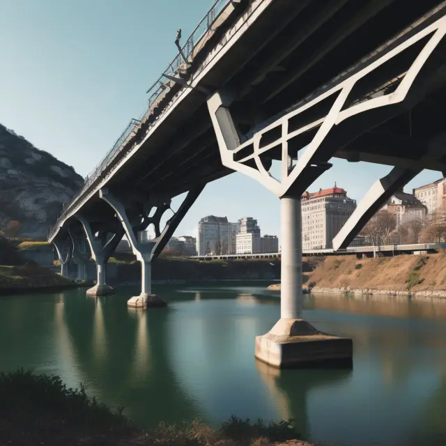 Two banks connected by a bridge, illustrating a vostro account relationship for correspondent banking