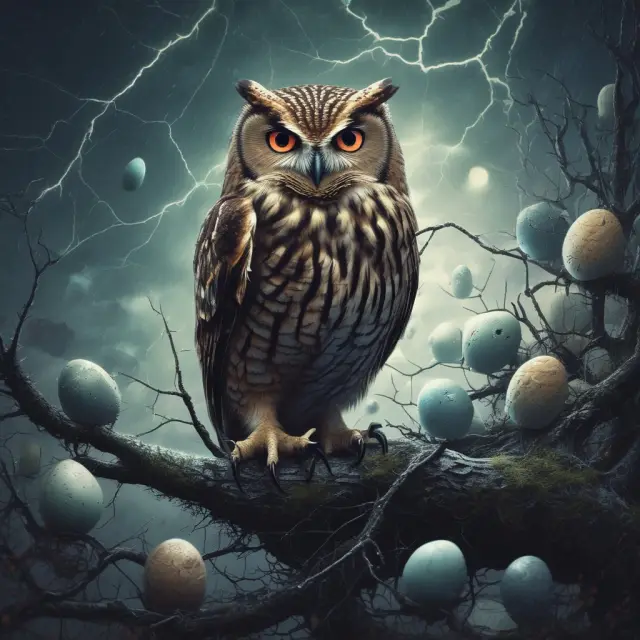 An owl, symbolizing watchful protection, safeguards vostro accounts from cyber threats and financial instability.