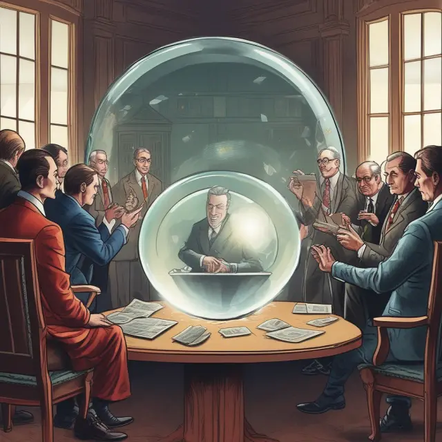 Voters cast their votes in a crystal ball at a roundtable, representing the significance of voting shares in corporate decision-making.