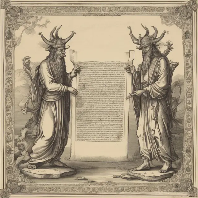 An elf and gargoyle dispel common myths about vouchers in accounting, on a parchment scroll